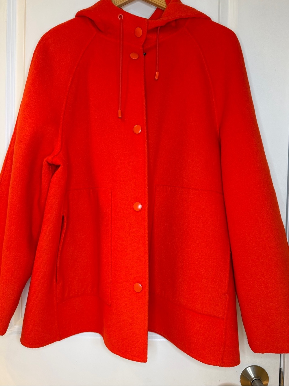 Vintage Banana Republic Womenβs Hooded Wool Blend Coat red-Orange Jacket, size L
